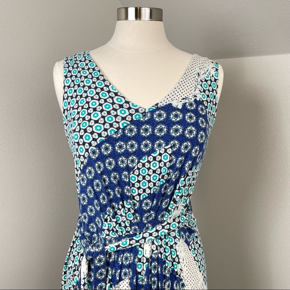 Nicole Richie Collection patchwork maxi dress, blue and white - Picture 2 of 7